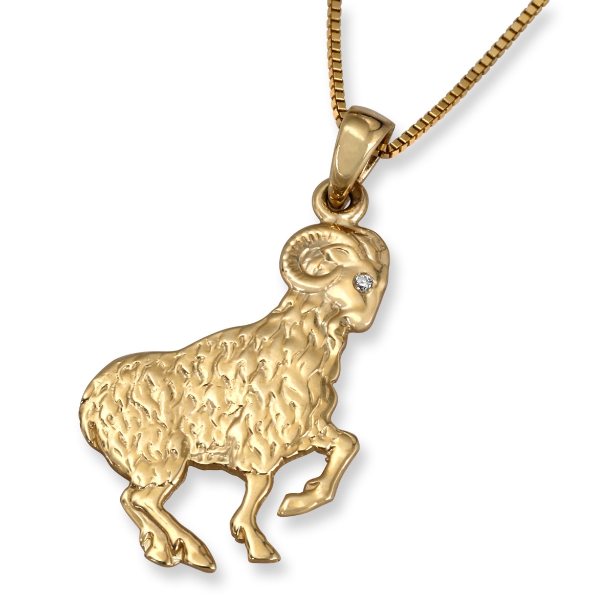 14K Yellow Gold Zodiac Aries Pendant with Diamond Accent, Jewelry | Judaica  Webstore
