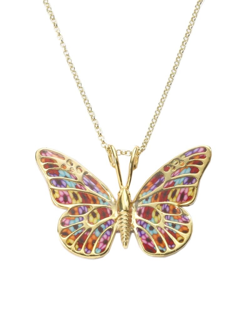Adina Plastelina Gold Plated Large Butterfly Necklace - Millefiori, Jewish  & Israeli Art | Judaica Web Store