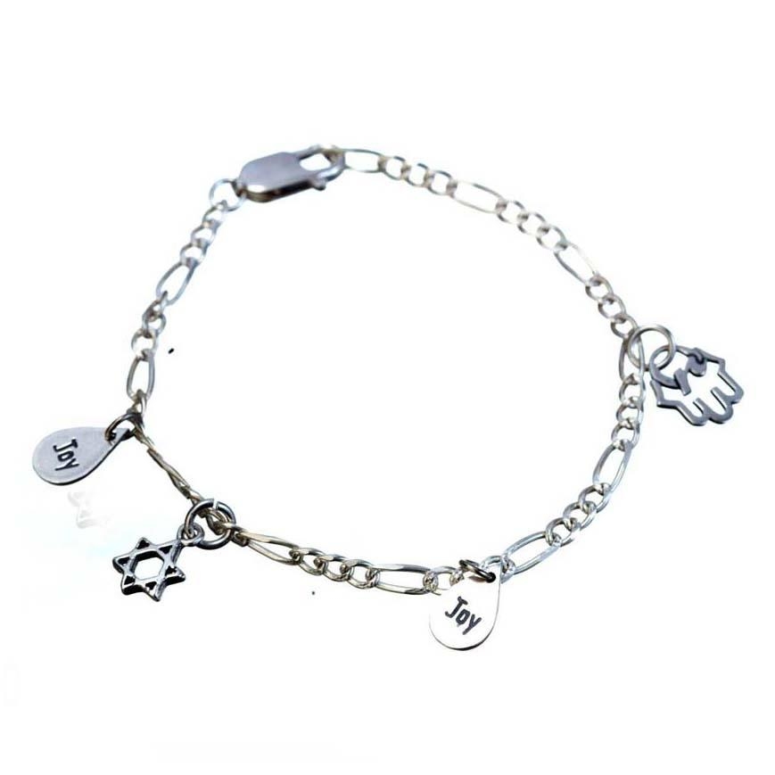 Or Jewelry Sterling Silver Charm Bracelet - Jewish Symbols, Jewish Jewelry  | Judaica Web Store
