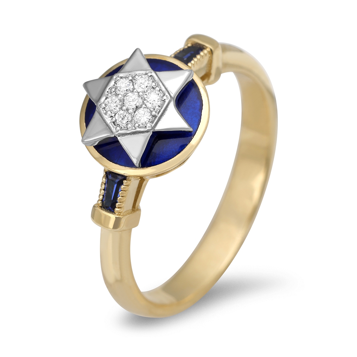 Elegant Star of David 14K Gold Ring With Diamond & Sapphire Accent, Jewelry  | Judaica Webstore