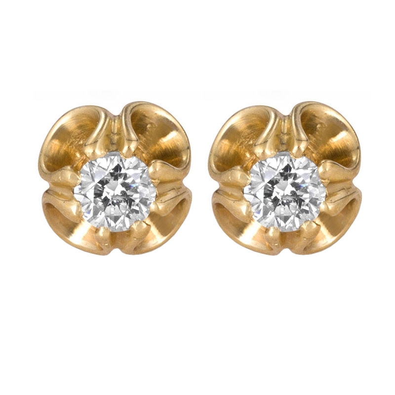 14K Gold 6-Pronged Diamond Stud Earrings (Choice of Color), Jewelry |  Judaica Webstore