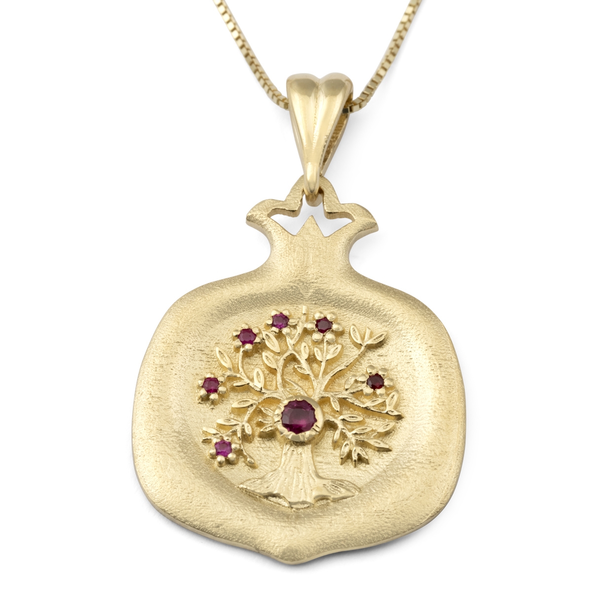 Luxurious 14K Yellow Gold Pomegranate Pendant Necklace With Ruby-Accented  Tree of Life Design, Jewelry | Judaica Webstore