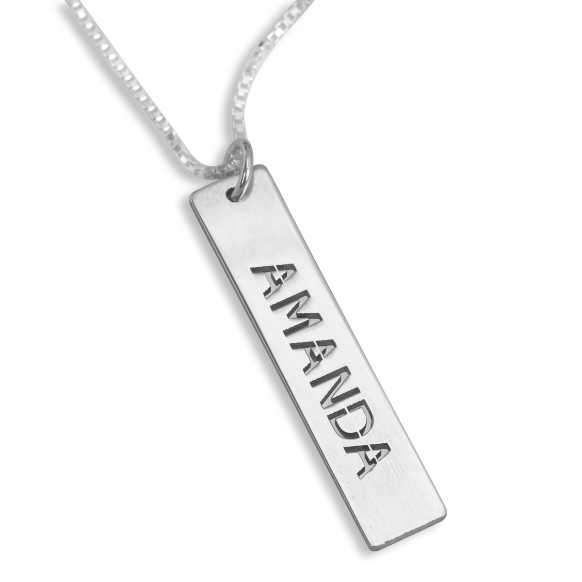 Sterling Silver Vertical Bar Name Necklace, Jewish Jewelry | Judaica  WebStore