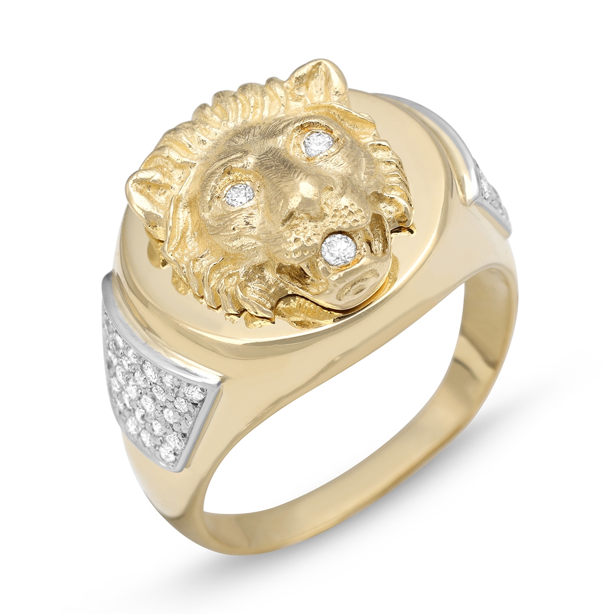 Majestic Lion of Judah 14K Gold Men's Ring With Diamond Accent, Jewelry |  Judaica Webstore