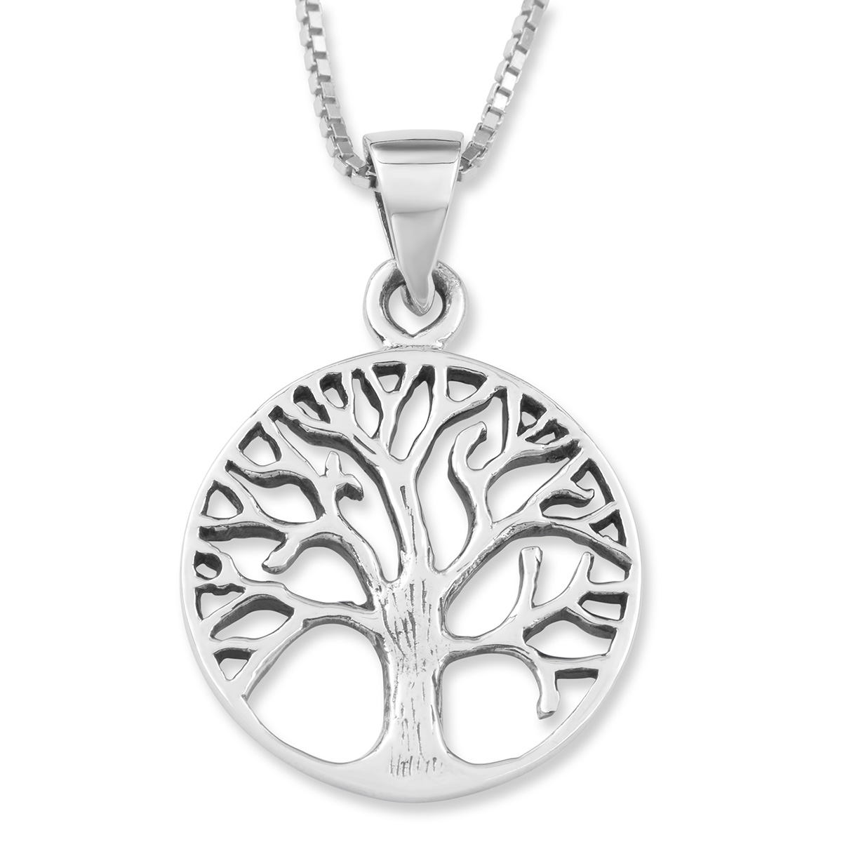 Sterling Silver Circular Pendant Necklace With Tree of Life Design, Jewelry  | Judaica Webstore