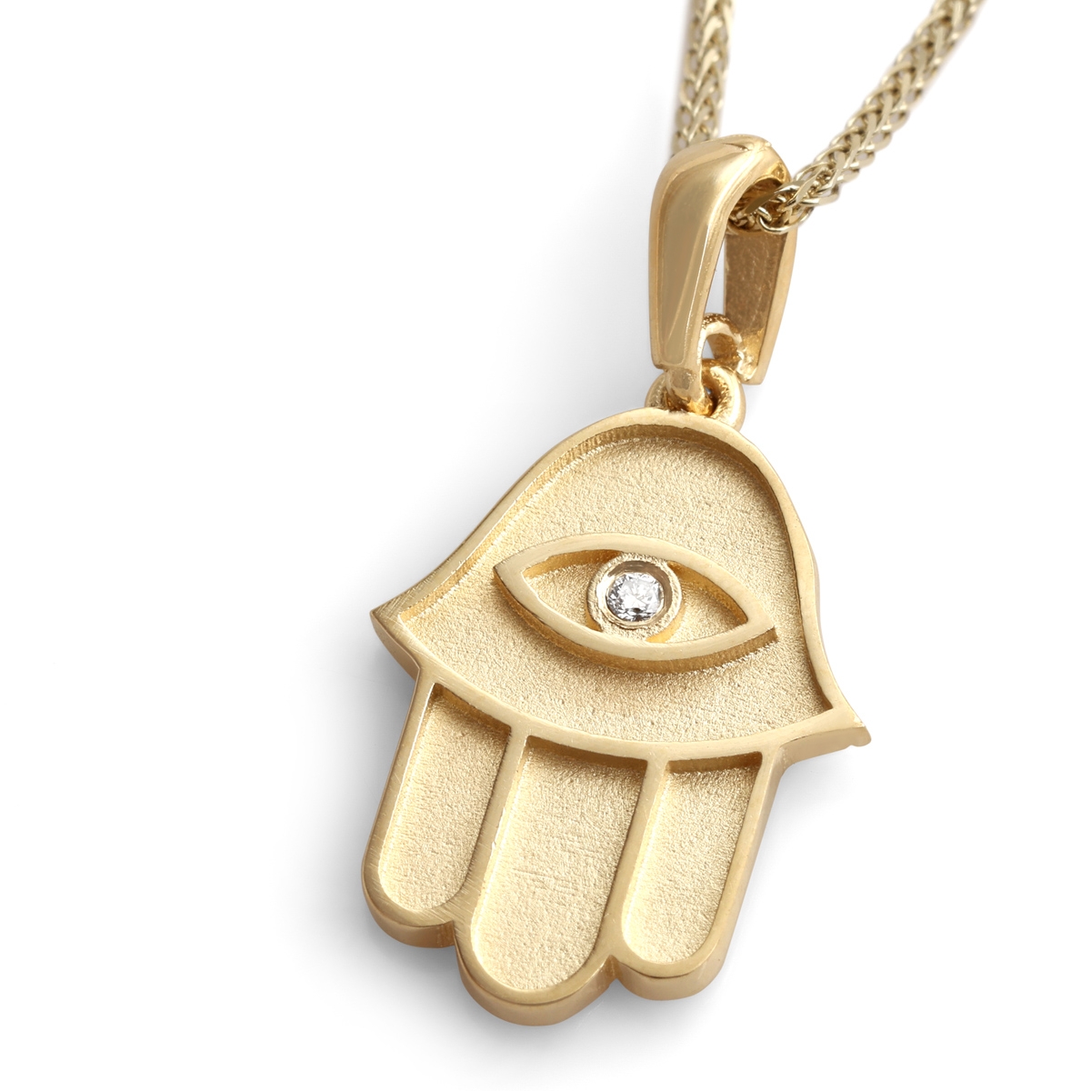 14K Gold Hamsa Pendant Necklace With White Diamond (Choice of Colors),  Jewelry | Judaica Webstore