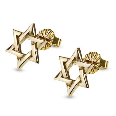 Contemporary 14K Gold Star of David Stud Earrings, Jewish Jewelry | Judaica  Web Store